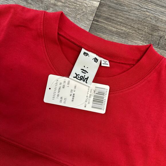 NWT X-Girl Red Mens L Sexy Devil Girl Graphic Long Sleeve‎ T Rex Football Tee - Picture 4 of 7